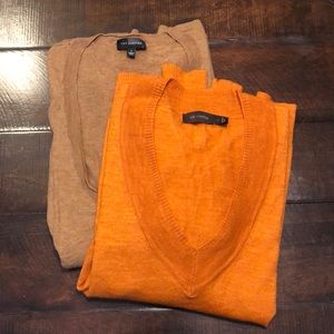 TWO size L, Limited Long Sleeve Sweaters. Orange and beige!